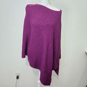 NWT Eileen Fisher Purple Ribbed Asymmetric Poncho OS Tencel Organic Cotton Silk